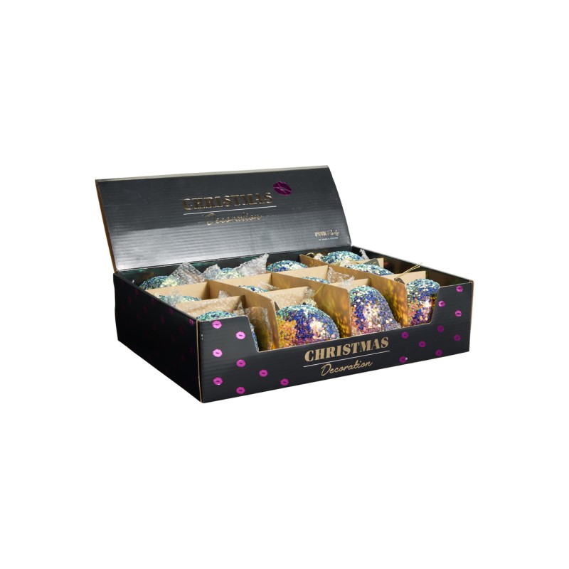 Eglutės žaisliukas ABR826130, stiklas, mėlynas, 3 formų