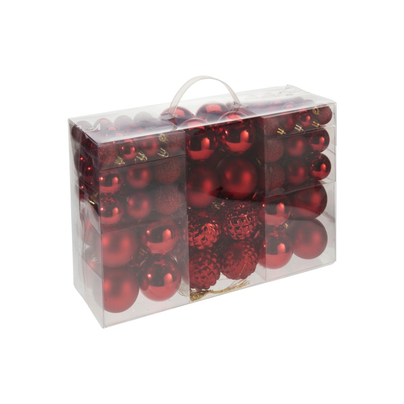 Eglutės žaisliukai AVS104220, 100 vnt., raudoni, 30–80 mm
