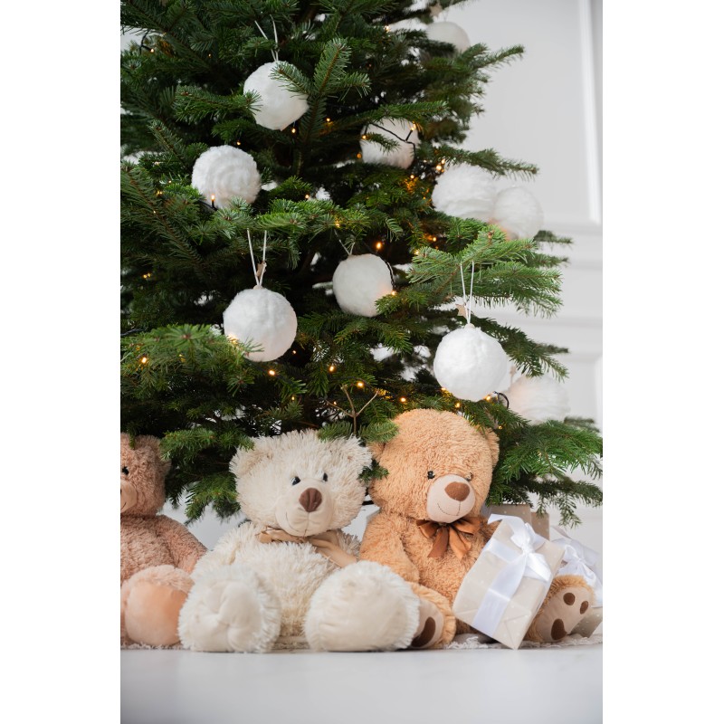 Eglutės žaisliukai AHR003940 su kailio imitacija, Ø10 cm, balta spalva, 12 vnt