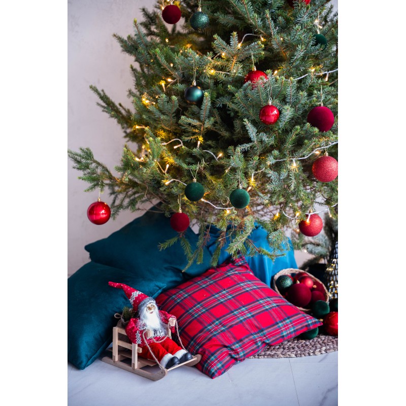 Eglutės žaisliukai CAN310250, plastikas, 16 vnt., 80 mm, tamsiai raudoni