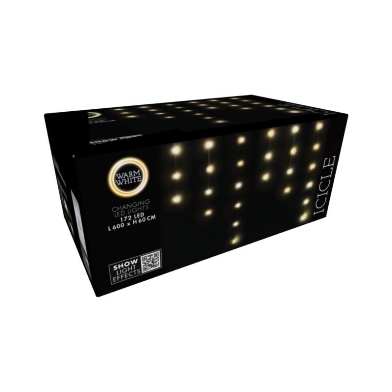LED girlianda-varvekliai AGB000510, 172 LED, 6 m, šiltai balta