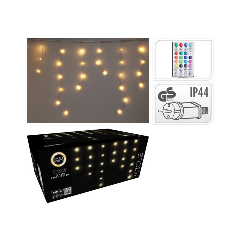 LED girlianda-varvekliai AGB000510, 172 LED, 6 m, šiltai balta