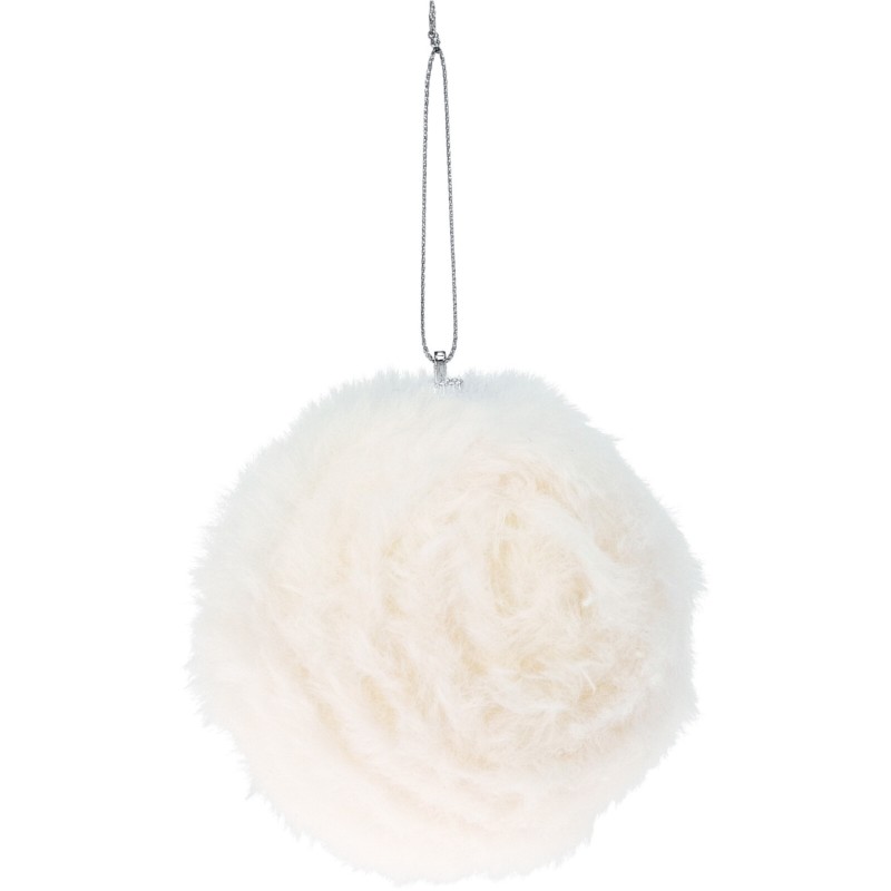 Eglutės žaisliukai AHR002070 su kailio imitacija, Ø10 cm, balta spalva, 12 vnt.