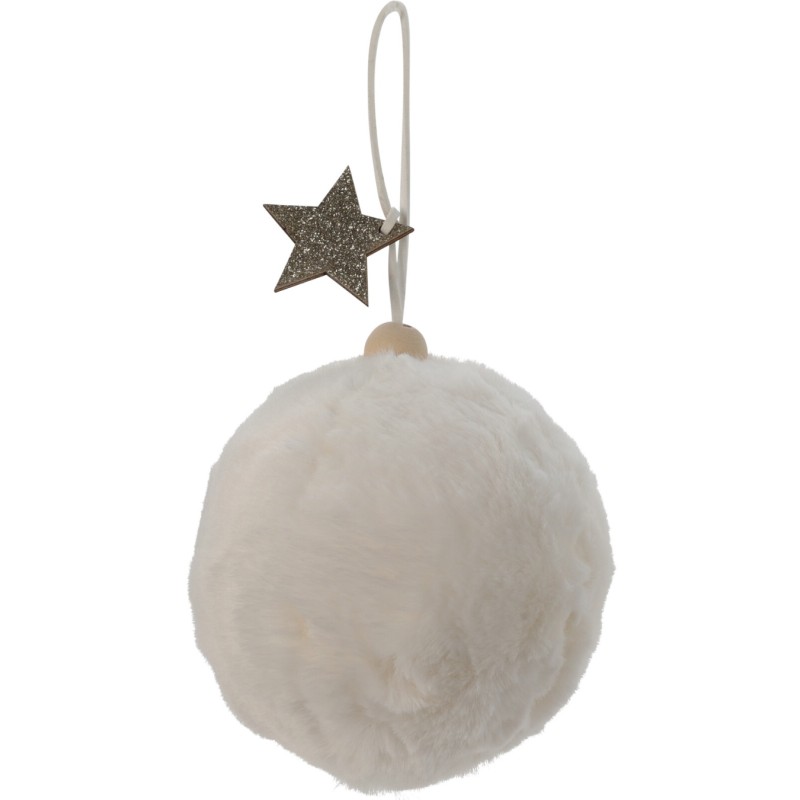 Eglutės žaisliukai AHR003940 su kailio imitacija, Ø10 cm, balta spalva, 12 vnt