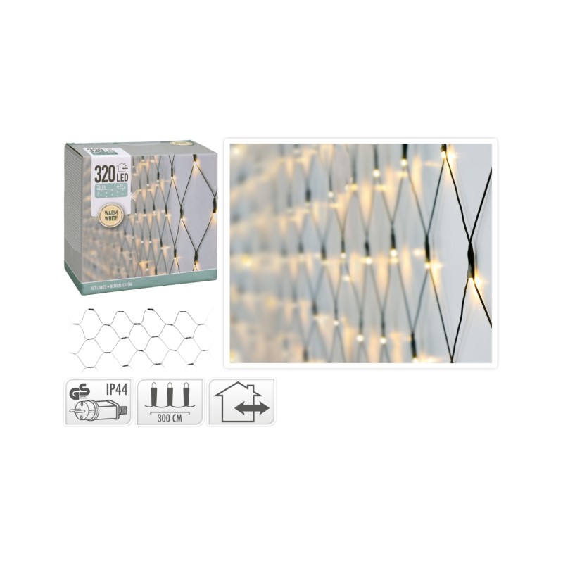 LED girlianda-užuolaida AX8401310, 320 LED, 3×1,5 m, šiltai balta