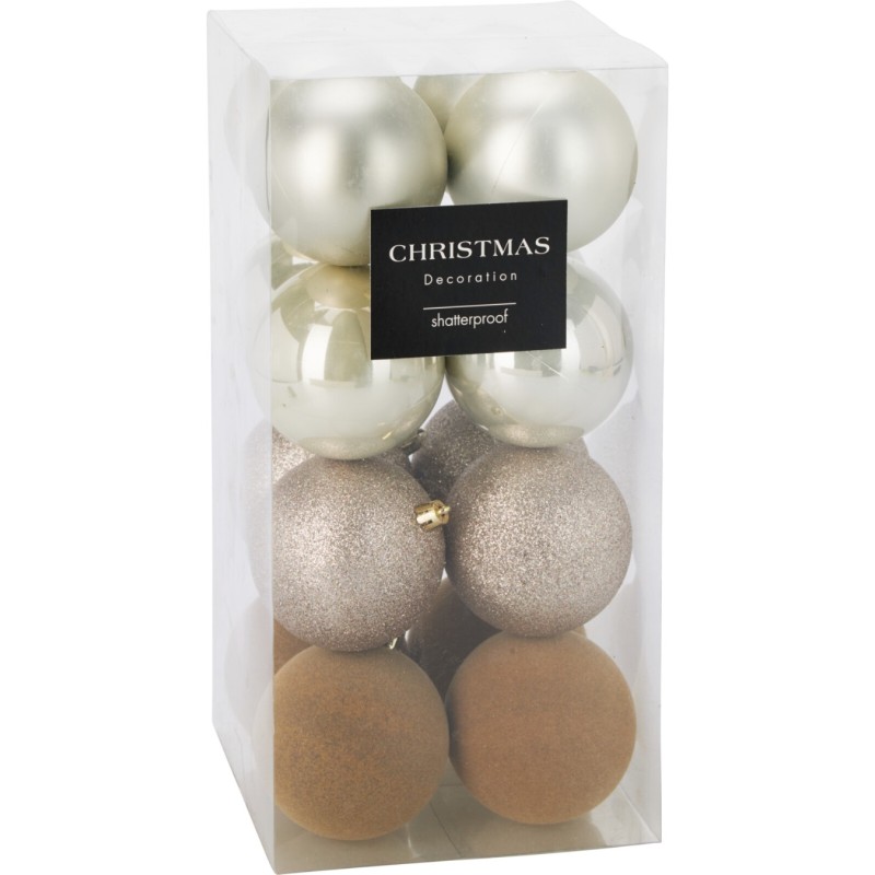 Eglutės žaisliukai CAN310200, plastikas, 16 vnt., 80 mm, šampaniniai