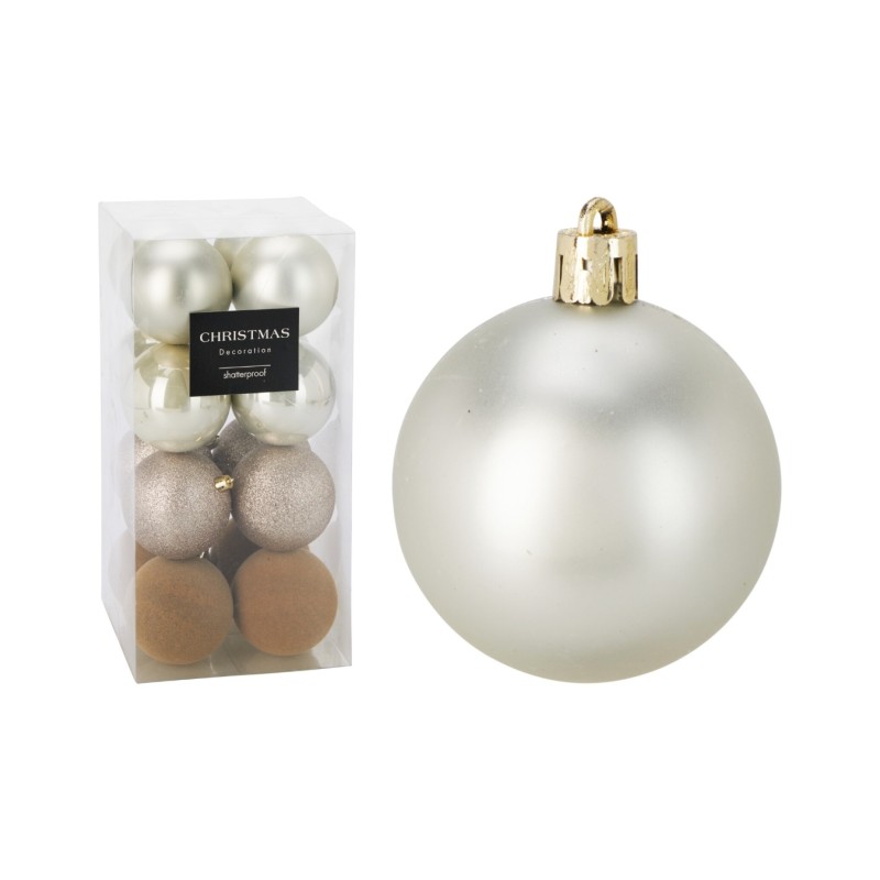 Eglutės žaisliukai CAN310200, plastikas, 16 vnt., 80 mm, šampaniniai