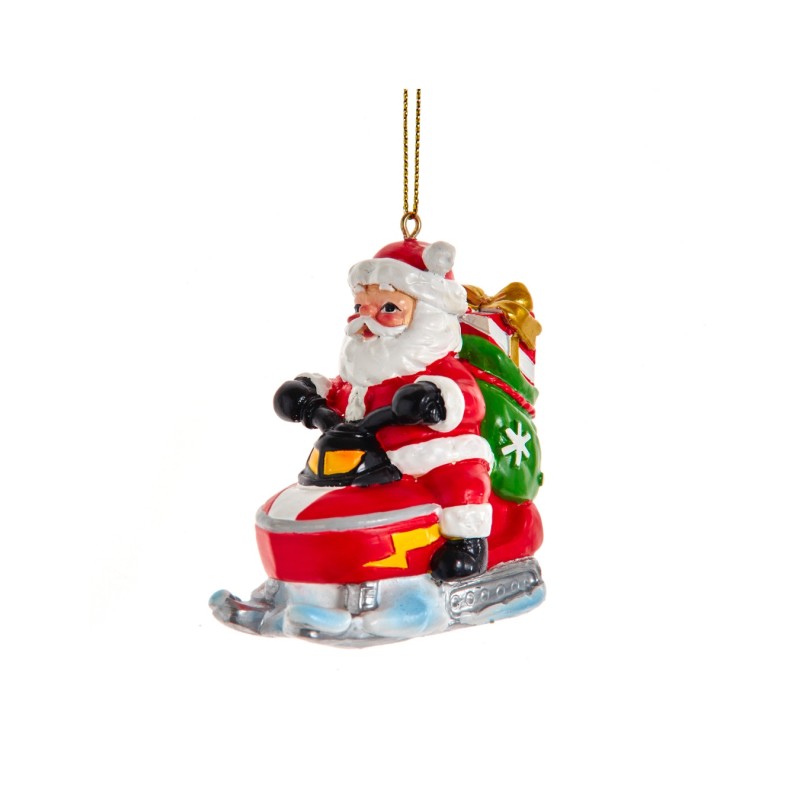 Eglutės žaisliukas Santa su sniego motociklu J9219, 7,5 cm
